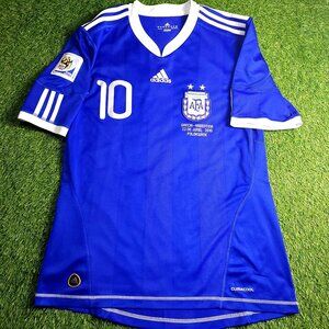 Messi Argentina 2010 WORLD CUP Away Soccer Jersey M SKU# P47053 AZB001